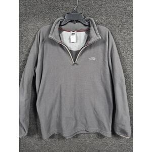 The North Face Pullover Mens Large Gray Fleece Quarter Zip Waffle Knit Sweater